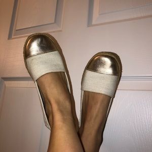 Kaanas White and Gold Slip-on Espadrille